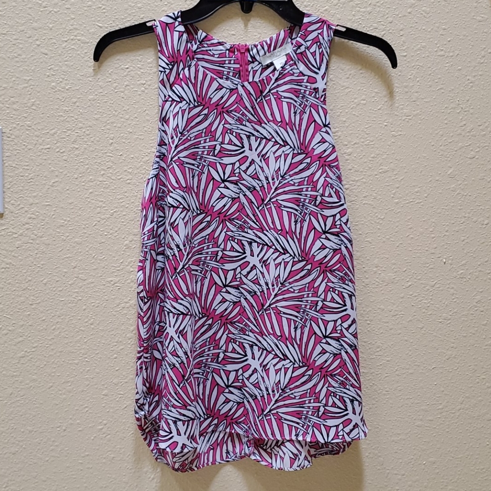 Pink & White Tropical Top